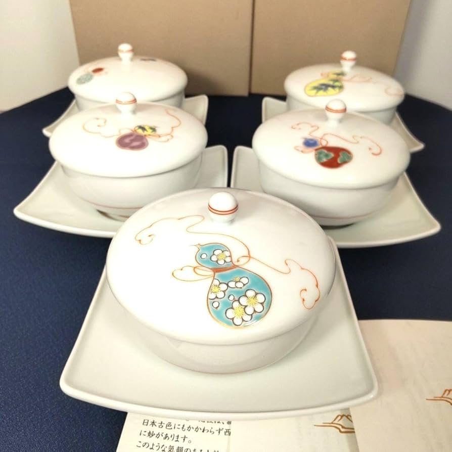 深川製磁　花ひょうたん　汲出椀揃　瓢箪　蓋付き湯飲み 深川製磁 花ひょうたん 汲出椀揃 瓢箪 蓋付き湯飲み